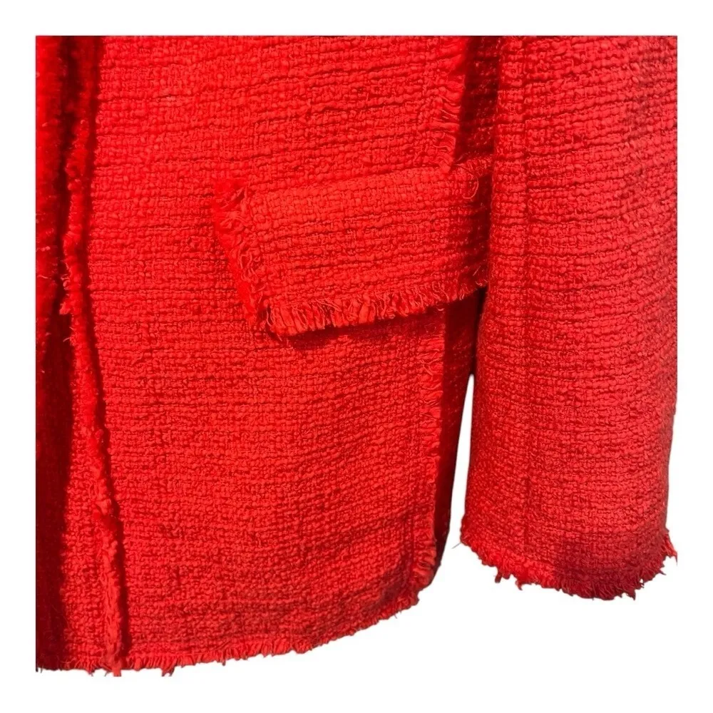 The Look Tweed Blazer Jacket Orange Pearl Rhinestone‎ Buttons Women Size Large - Image 3