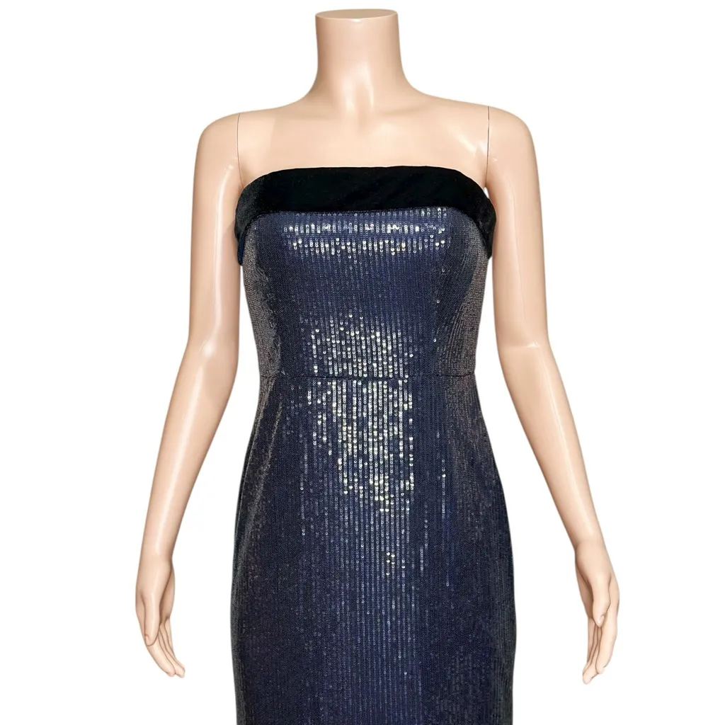 ML MONIQUE LHUILLIER Reese Sequined Strapless Gown, Navy Midnight, 6 (US) - Image 7