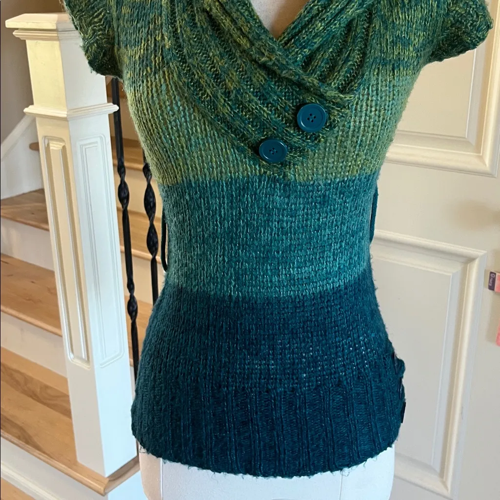 Colorblock Multicolor Green Mod Sweater - Image 4