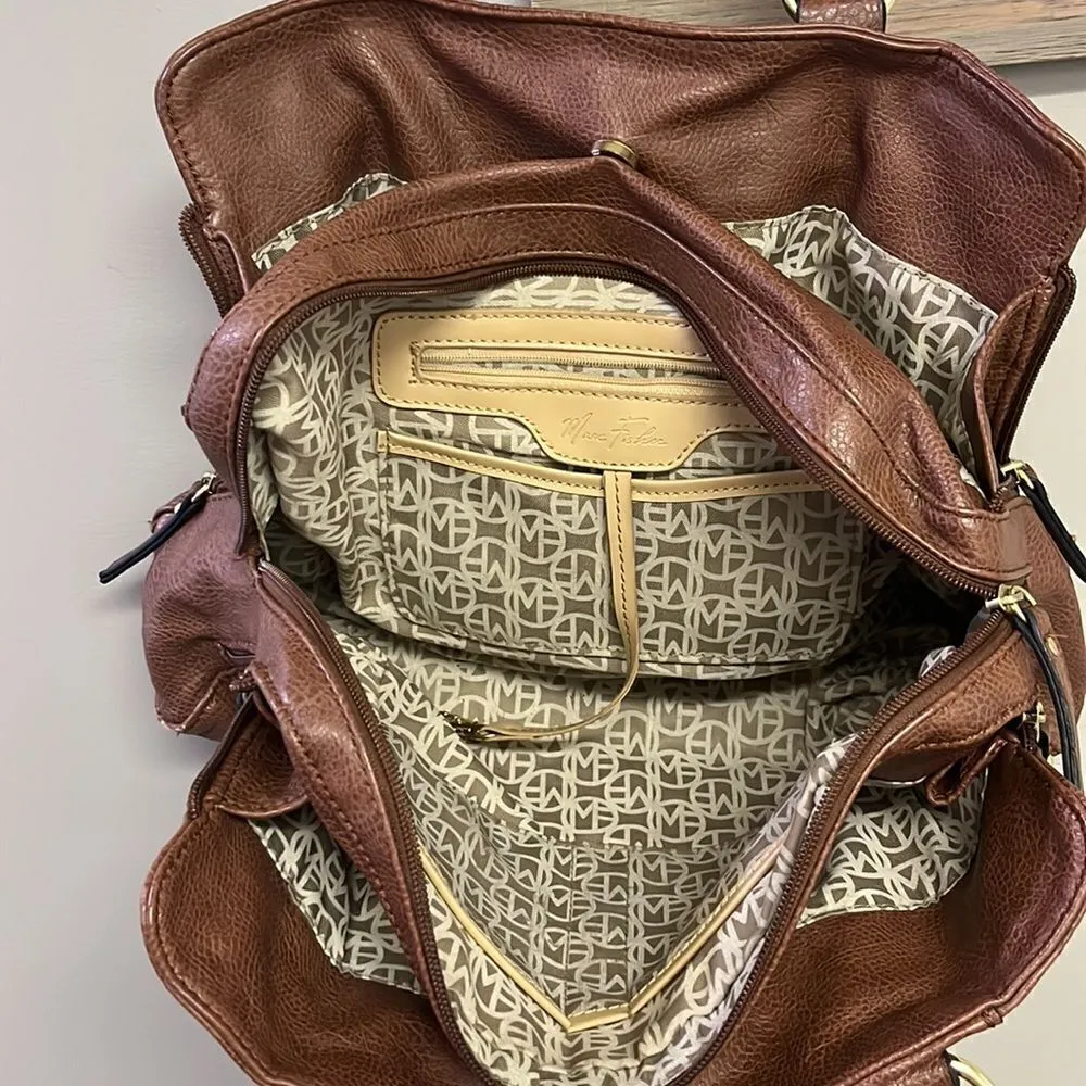 Marc Fisher  Brown Zip Code Buckle Saddle Handbag - Image 7