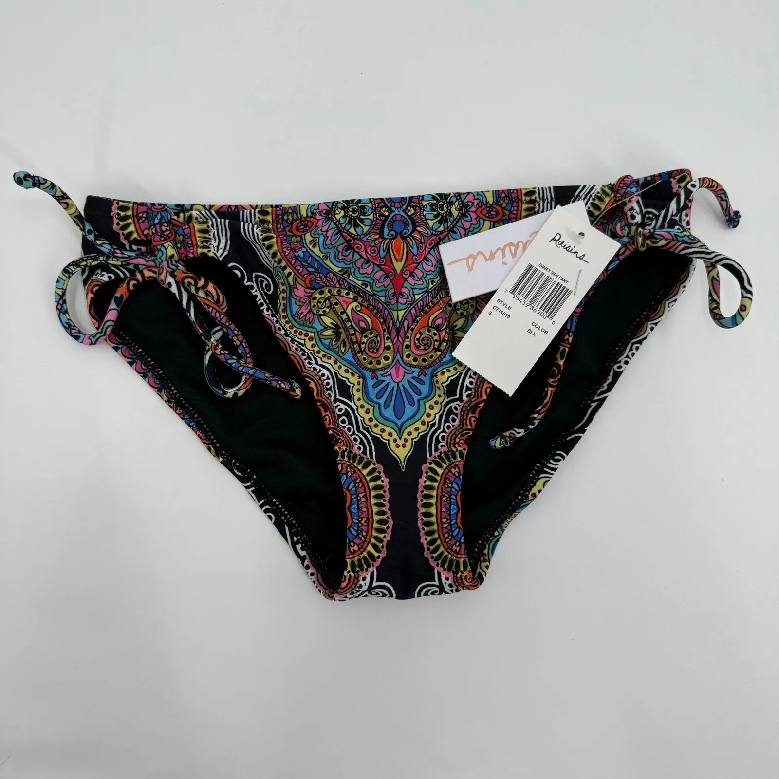 RAISINS Bikini Bottom SZ Small NWT Baja Surf Sweet Tie Side Brief Swim Black Ash - Image 14