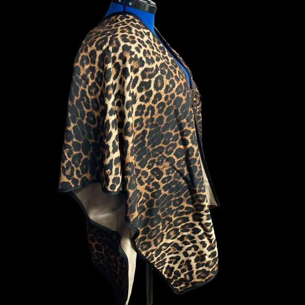 ORIGINAL USA B2B WOMEN’s FASHION Animal Print Poncho Cape w/Tassels‎ Brown Size undefined - Image 5