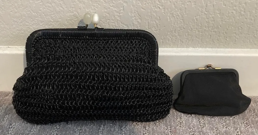 Mint Vintage 1930s-1940s  Made in Italy clutch & matching coin purse . Sz 9.5”x6.5” - Image 1