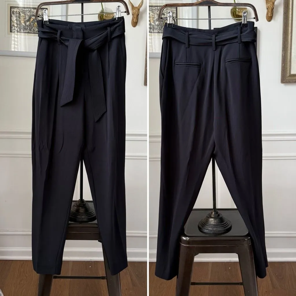 Equipment Femme Black High Waisted Belted Taper Trousers $325 2 - Image 2
