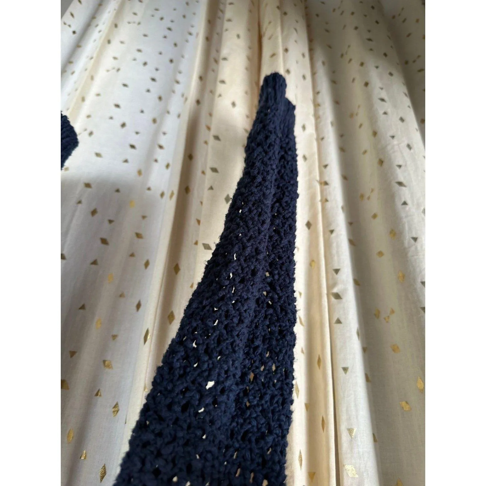 Tommy Bahama Women's 100% Cotton Navy Loose Cable Knit Pull Over Sweater M - Image 3