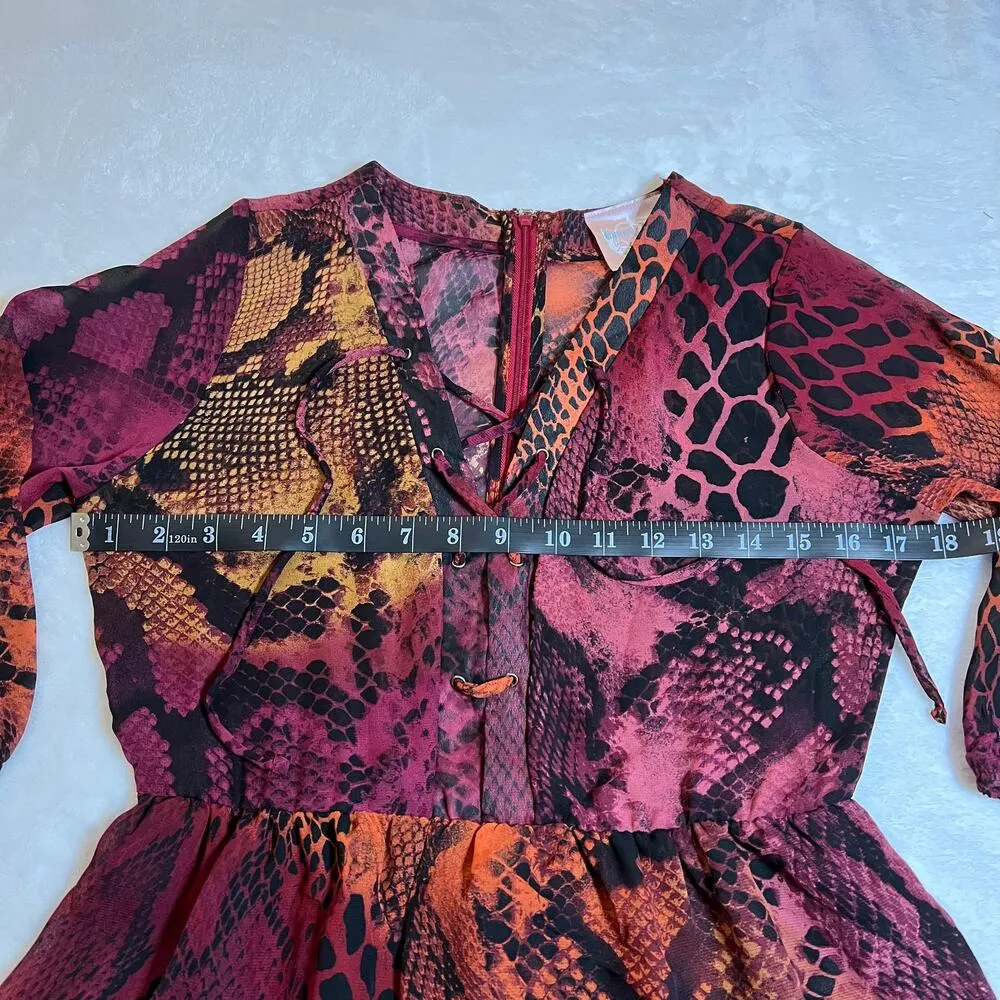 Romeo & Juliet Couture Snake Print V-Neck Mini Dress Size Small Lightweight - Image 10