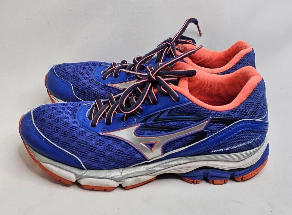 Mizuno Wave Inspire 12 Running Shoes Womens Size 6.5 Blue/Orange - Image 1