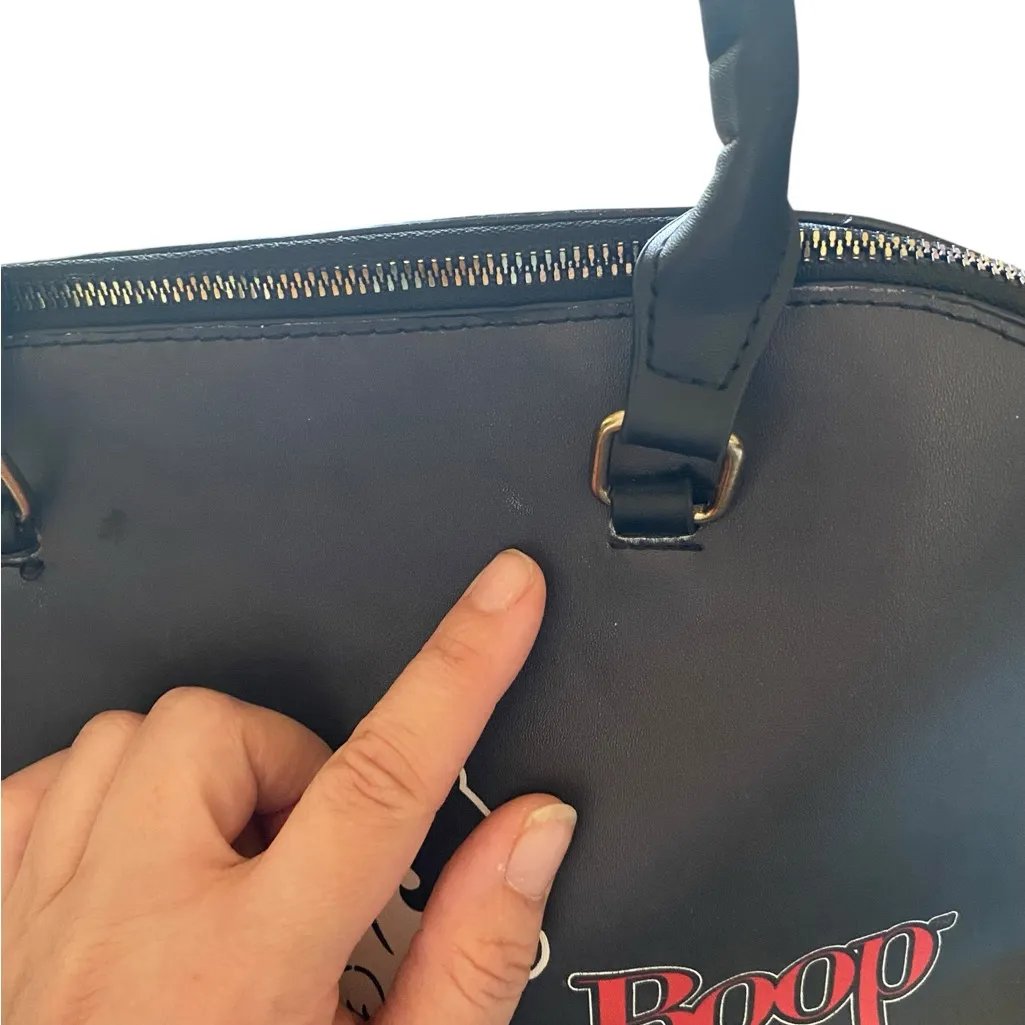 Betty Boop Graphic Red & Black Handbag crossbody bag striped interior - Image 13