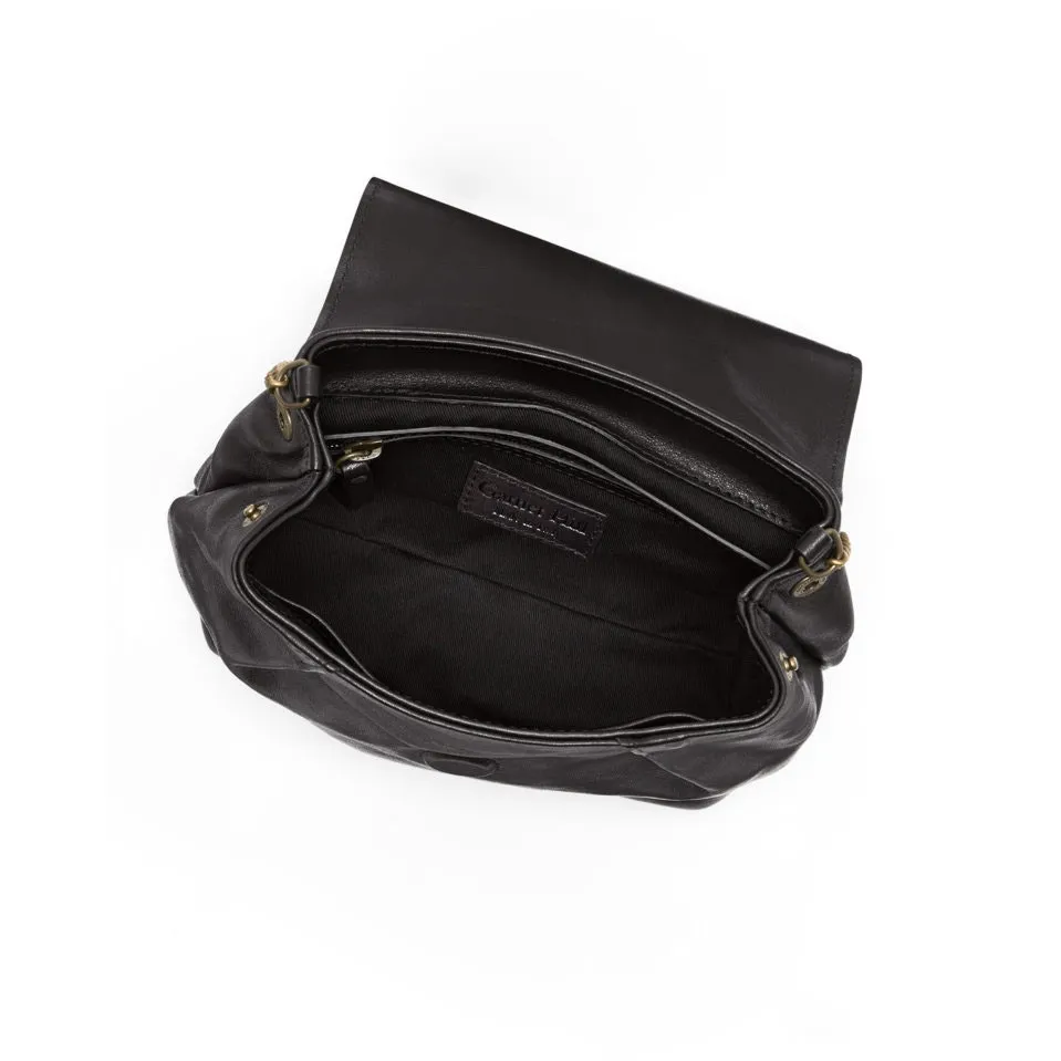 Garnet Hill Harlyn Structured Handbag Leather Calf Hair Lined Crossbody Chain - Image 2