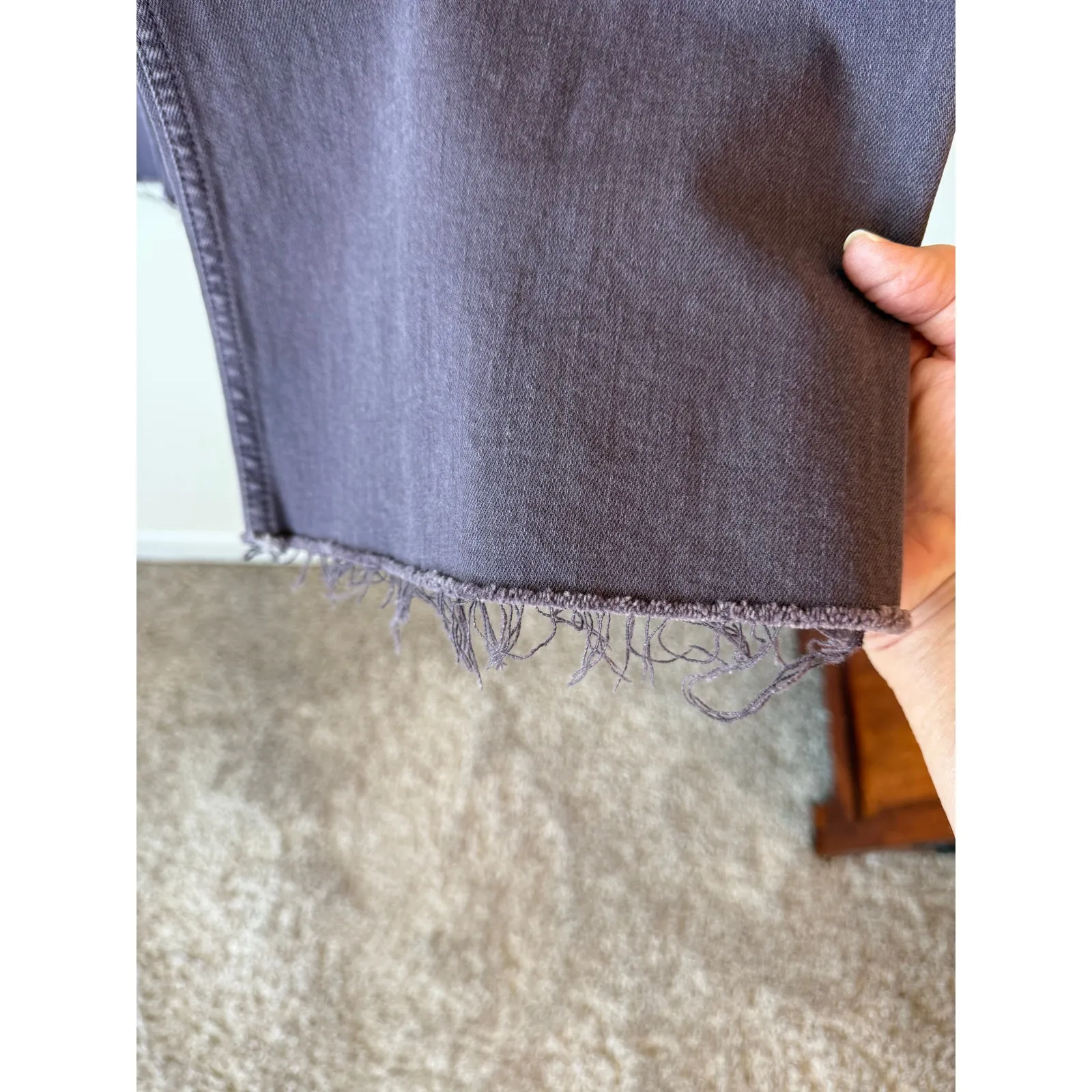 Zara High Rise Wide Leg Marine Ankle Jeans Raw Hem Denim Purple Women's Size 2 - Image 6