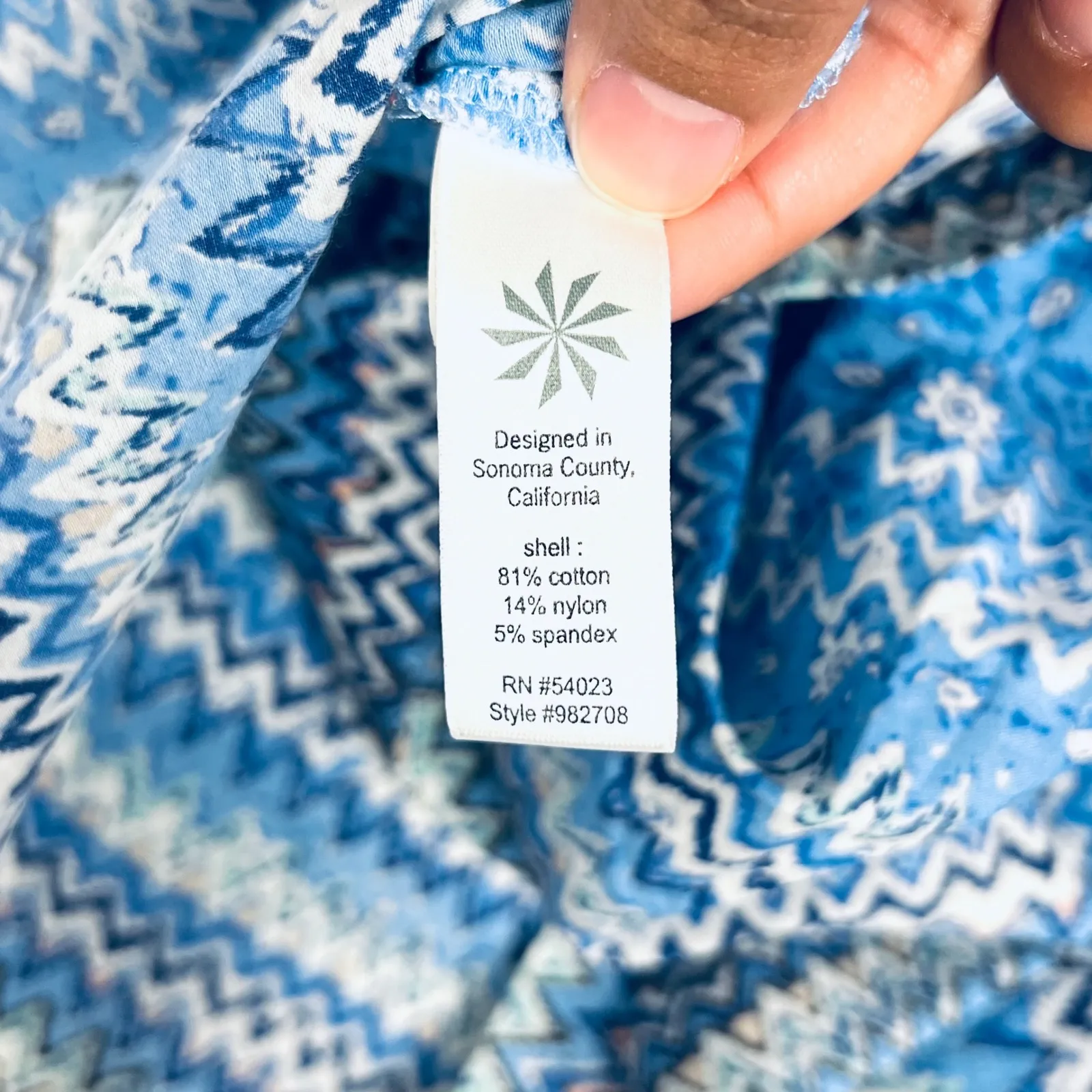 Athleta Blue Print Tunic Top‎ Long Sleeve V Neck Swim Cover Up Womens Medium - Image 13