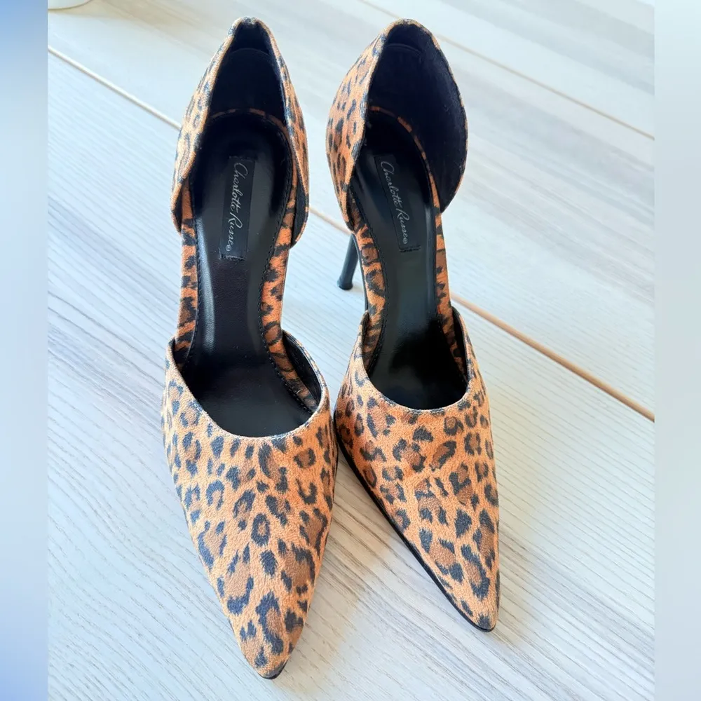 Leopard print pumps 3 inch heel luxury glam women size 7 Tan - Image 2