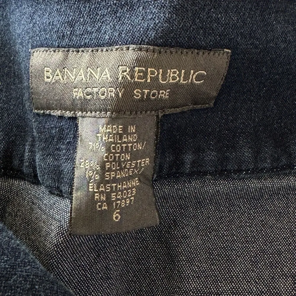 Banana Republic Factory SZ 6 Mini Jean Skirt Stretch Dark Wash Slits Side Zipper - Image 5