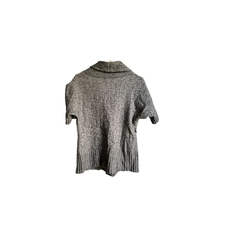Eddie Bauer Women Medium Cozy Gray Wool Cardigan Short Sleeve Knit Grandmacore - Image 2