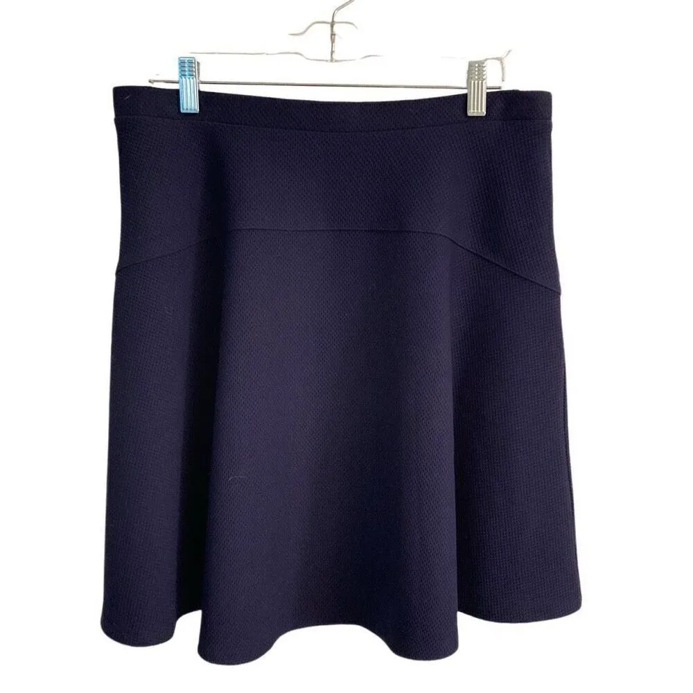 Larry Levine career knee length stretch Waffle knit skirt womens L navy blue NEW - Image 2