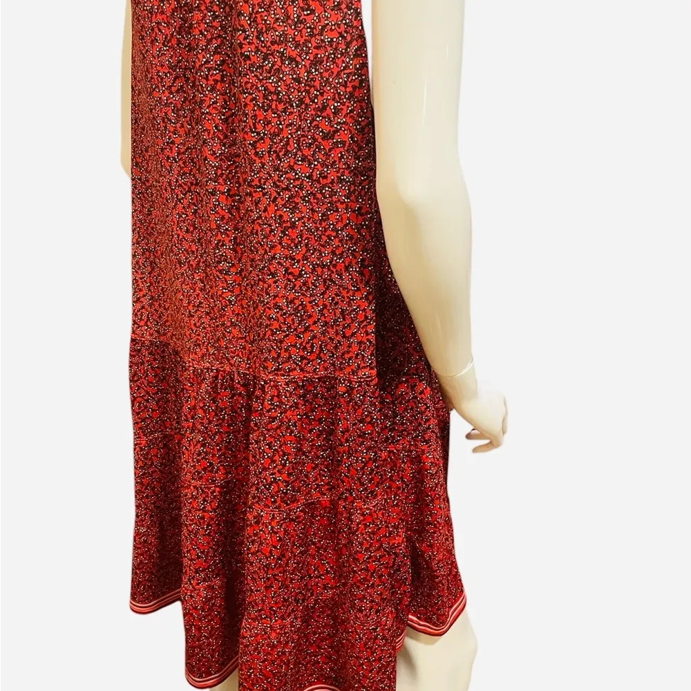Max Studio Red Floral Print Tiered Sleeveless Flowy Tiered Shift Sundress Size 8 - Image 9