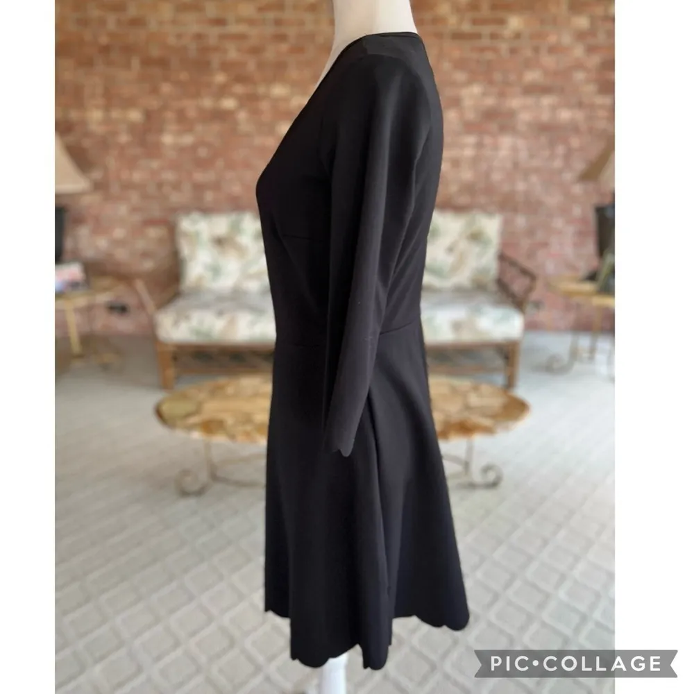 Lola Grace Dress Skater Knit Scalloped Skater Black Long Sleeve M Fit and Flare Size M - Image 6