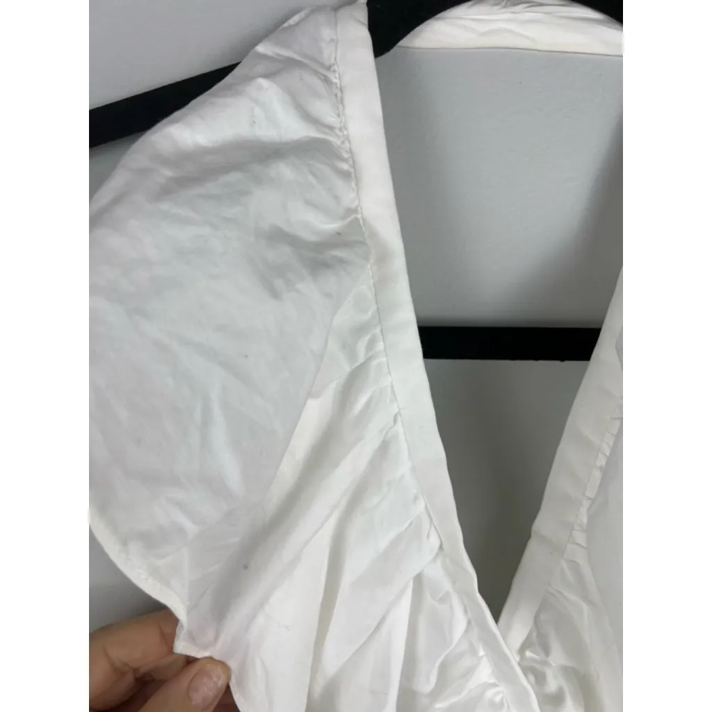 Zara Women’s L White Halter Wrap Top Ruffle Front Backless Tie Waist Y2K Bridal - Image 3