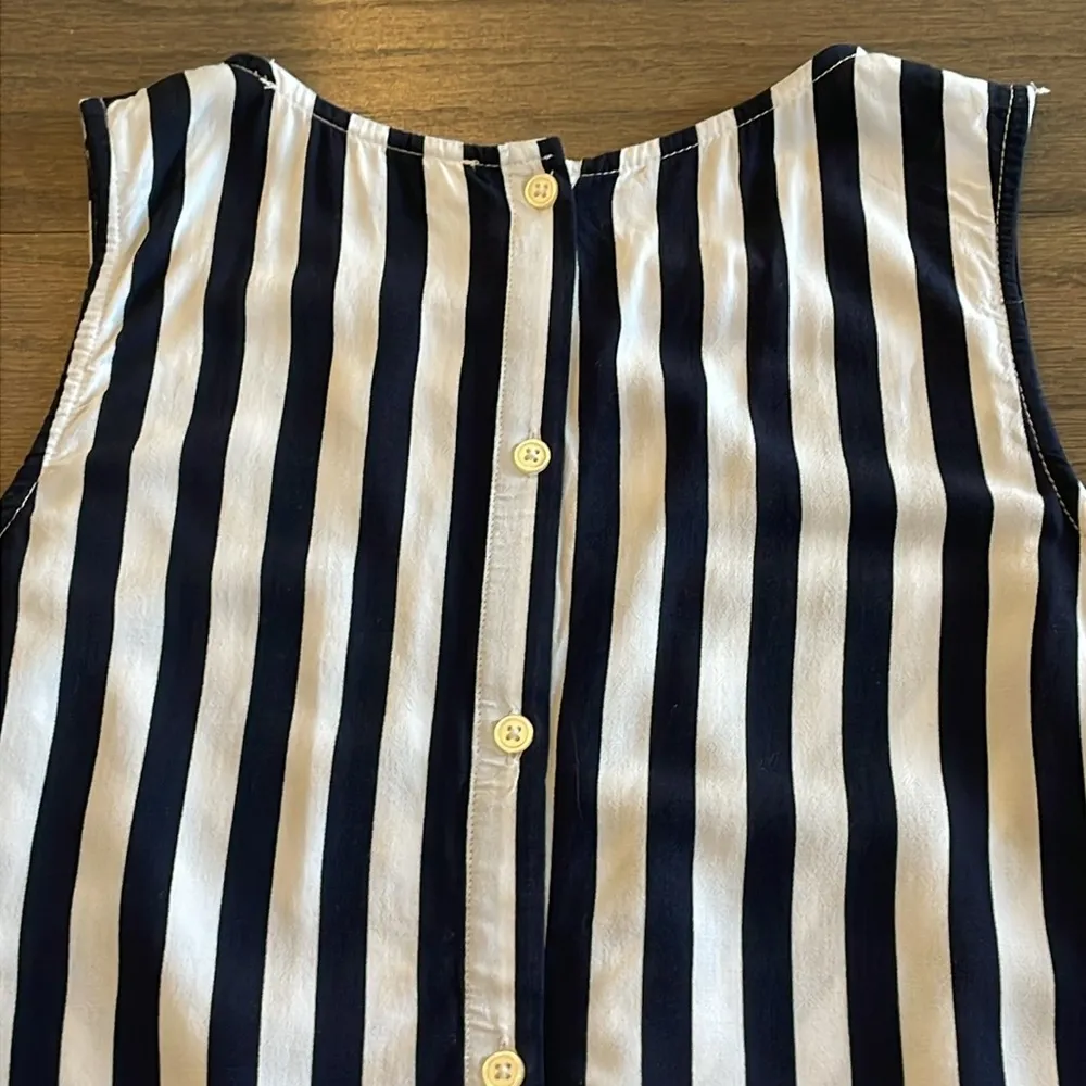 LOFT Petite Black and White Striped Tie Front Shell - Size XSP - Image 5