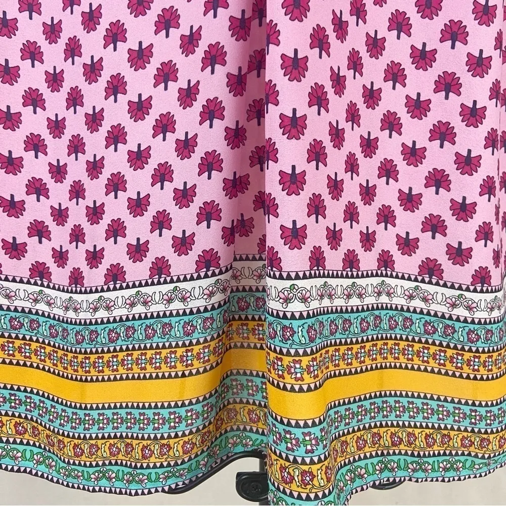 Violet and Claire Pink Mixed Print Boho Sleeveless Blouse Feminine Girly Gypsy - Image 4