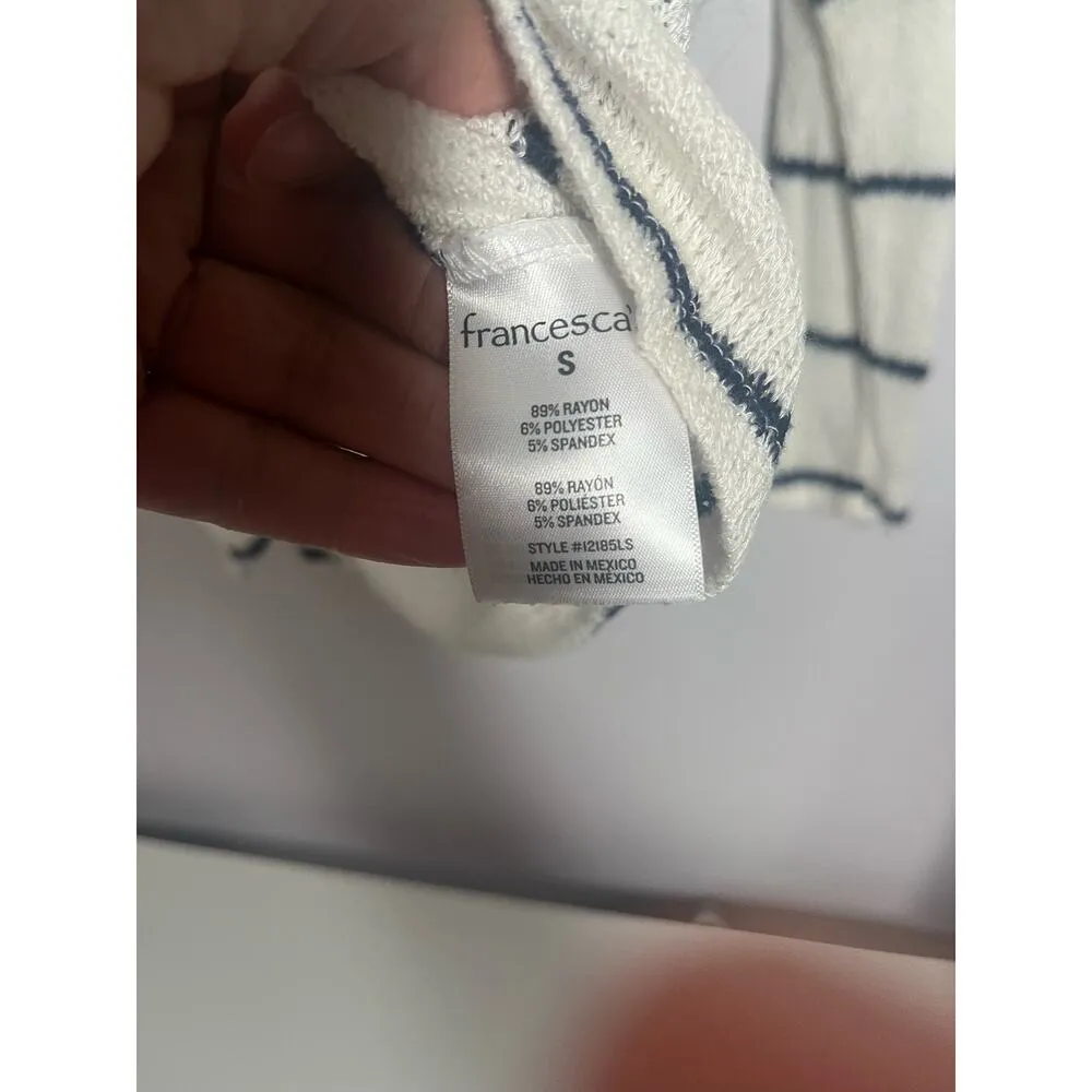 Mi Ami for Francesa Oversized Striped Boat Neck Sweater size Small White - Image 6