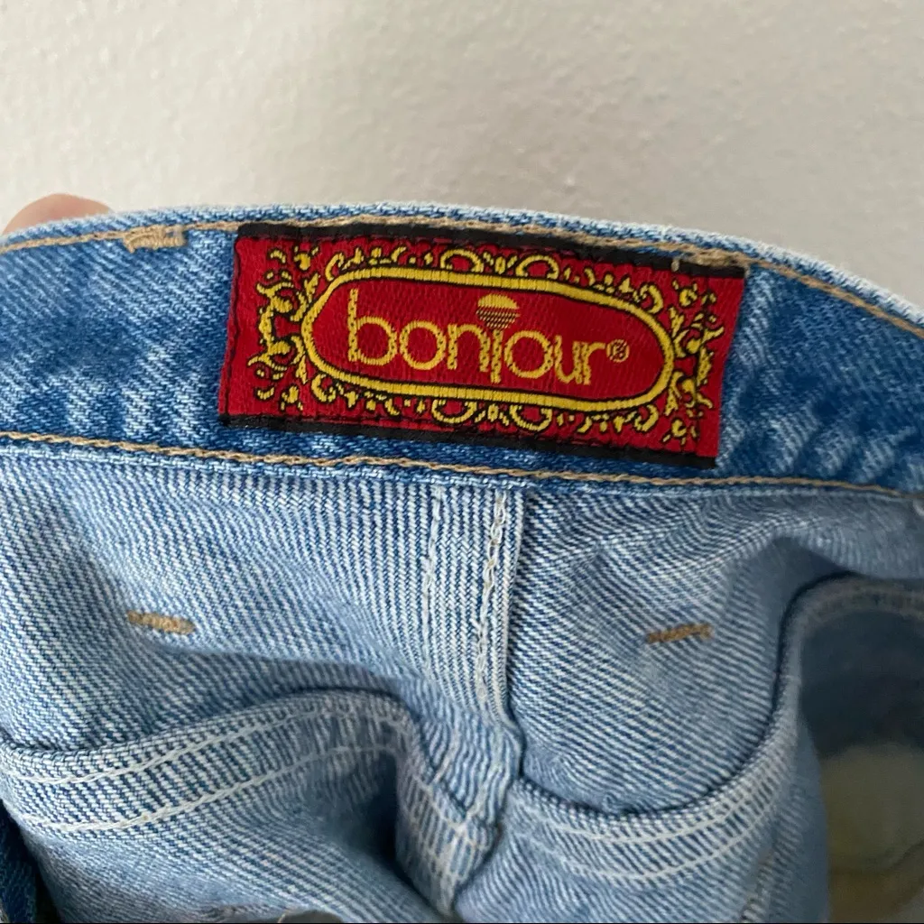 Bonjour Retro High Waisted Frayed Hem Jean Shorts Dip Dye Denim Size 27 - Image 7