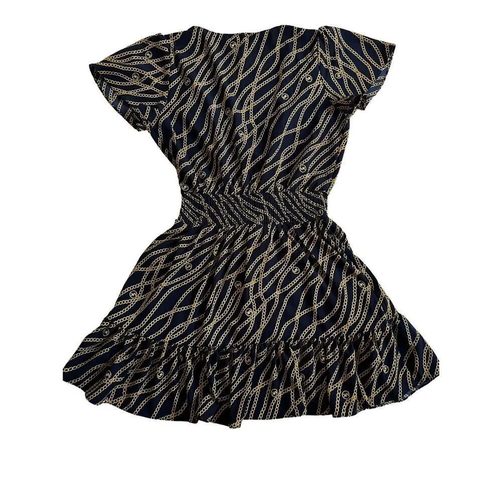 Michael Kors Mini Gold Blue Dress - Image 3