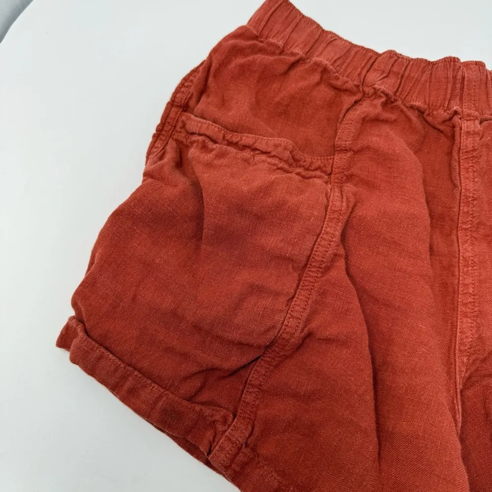 Faherty Lighthouse Red Linen Pull On Shorts Size Small - Image 5
