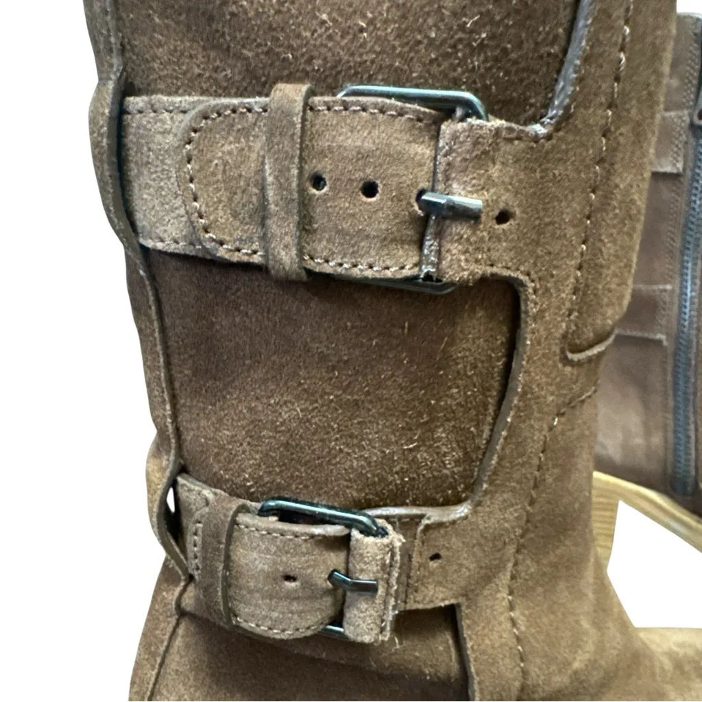 Tamara Mellon Suede Buckle Moto Boots Brown Size 7.5 - Image 6