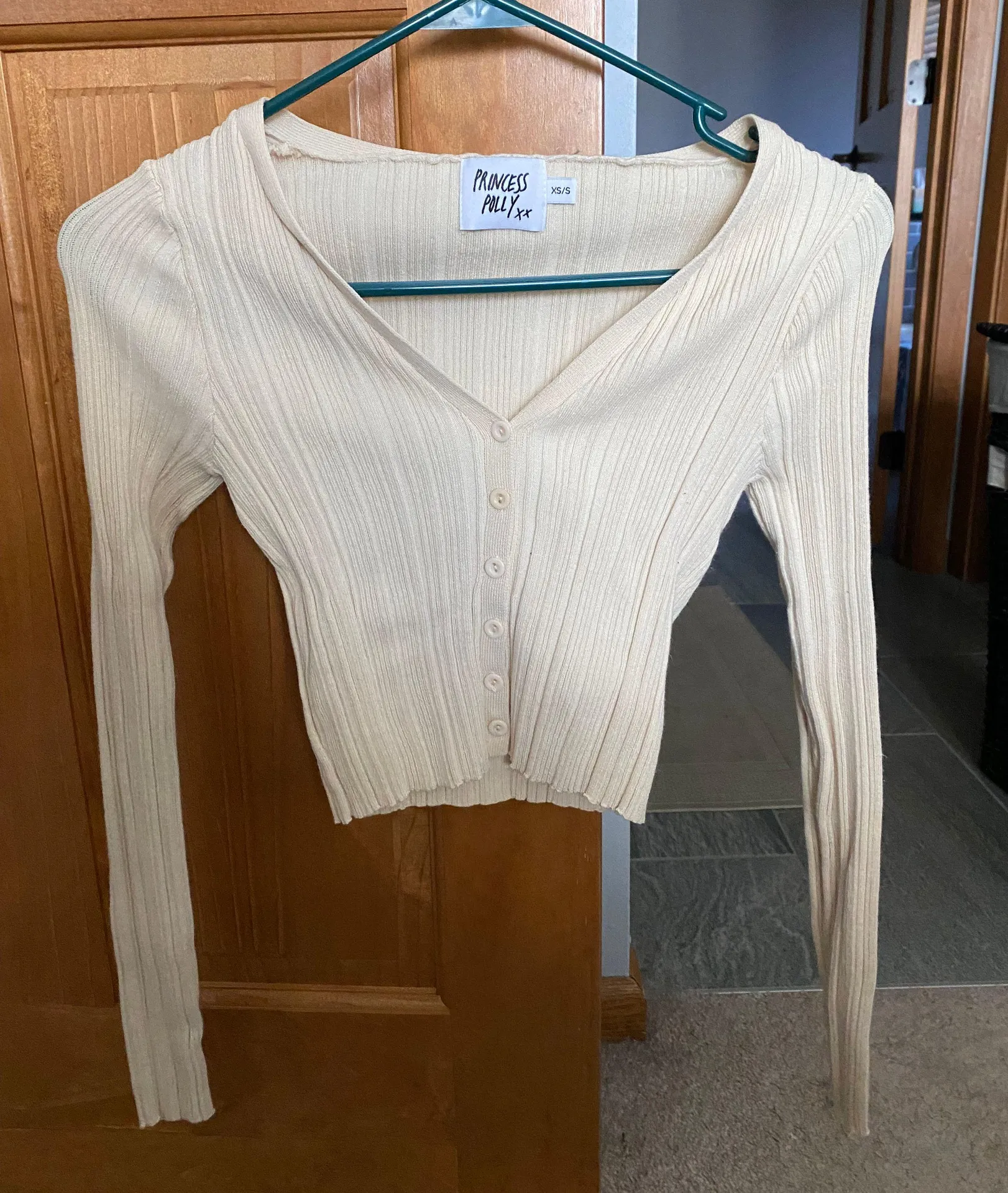 Princess Polly Cropped Ribbed Button Front Cardigan - Image 2