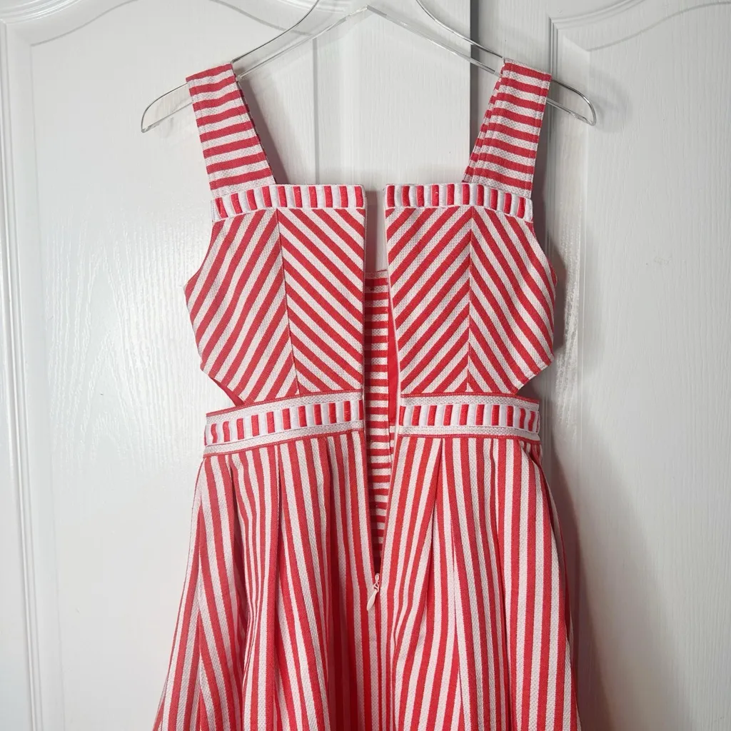 Hunter Bell Cosi Striped Midi Dress Red Poppy White Button Front Size 2 NWT - Image 9
