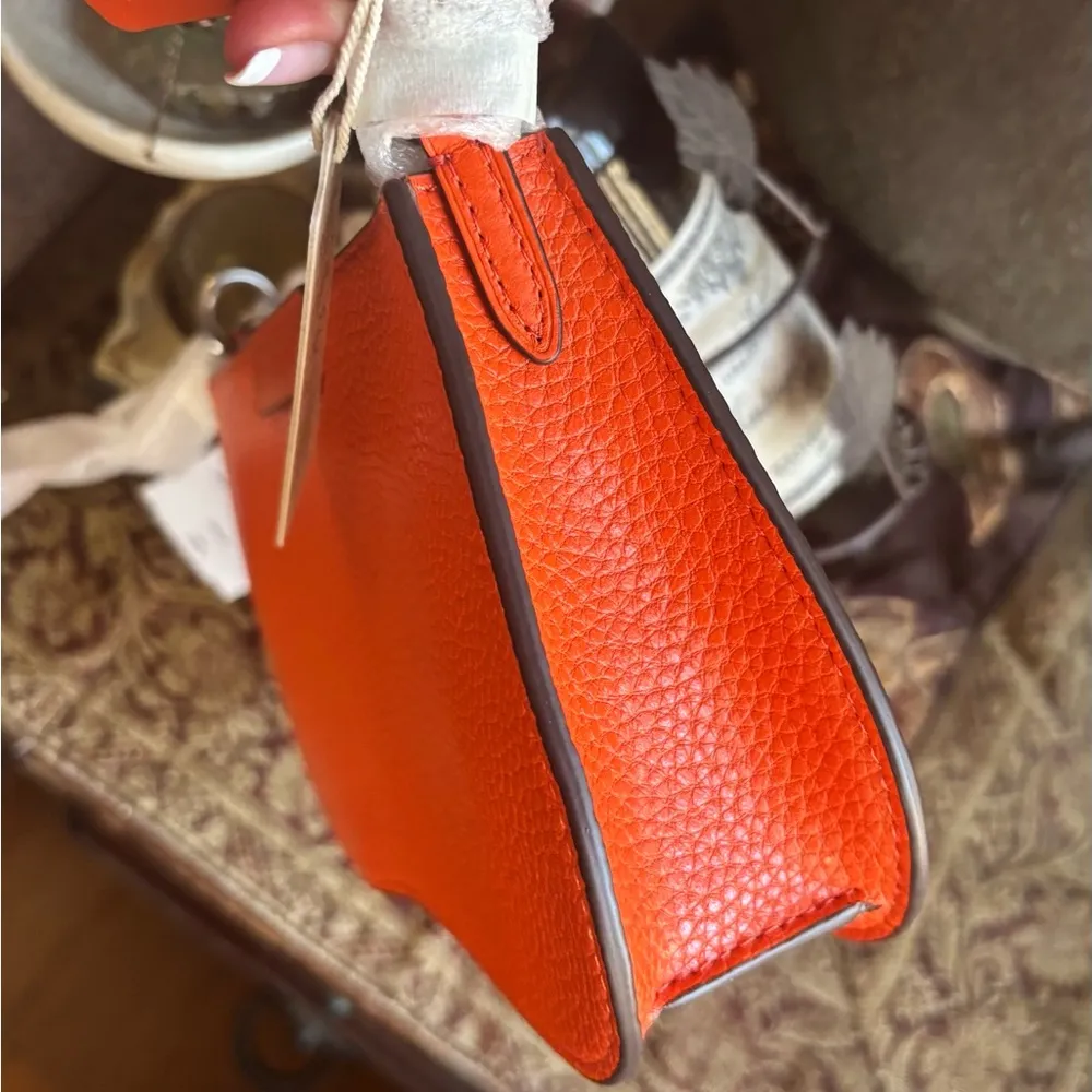 Authentic CoachTopia Orange Leather zip curved Shoulder Bag - Image 13