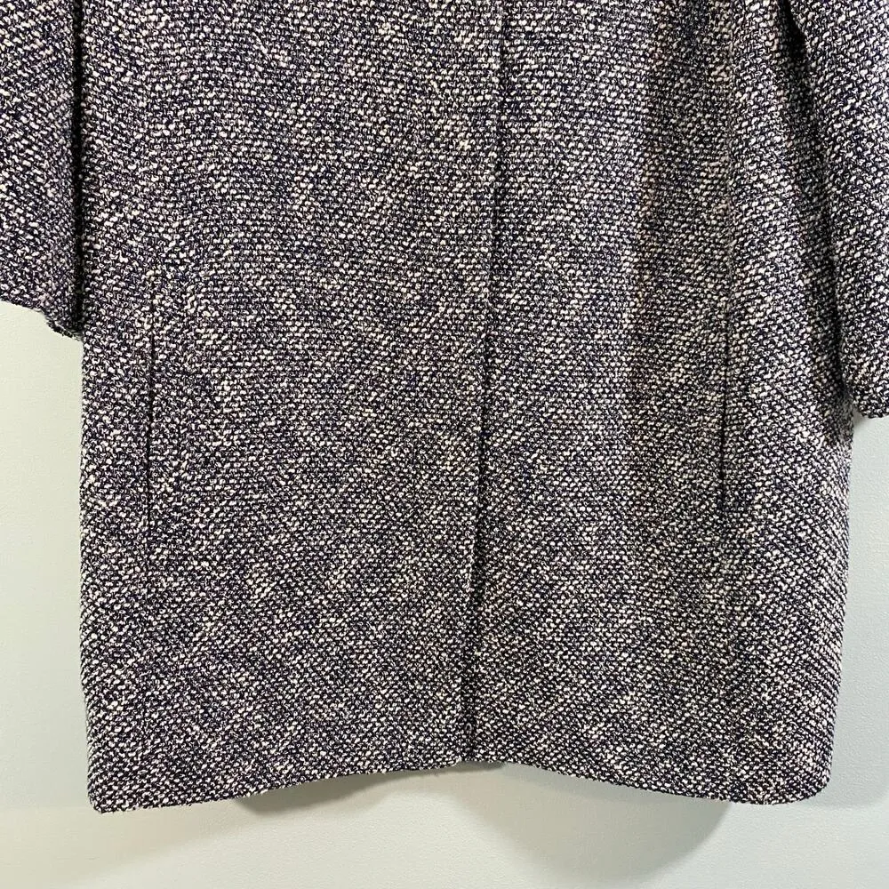 Talbots Navy & White Tweed Button Up Front Quarter Sleeve Overcoat Size 1X - Image 4