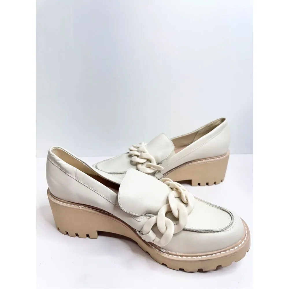 Dolce Vita Shoes Womens Size 10 Haris Ivory Leather Platform Loafers White - Image 5