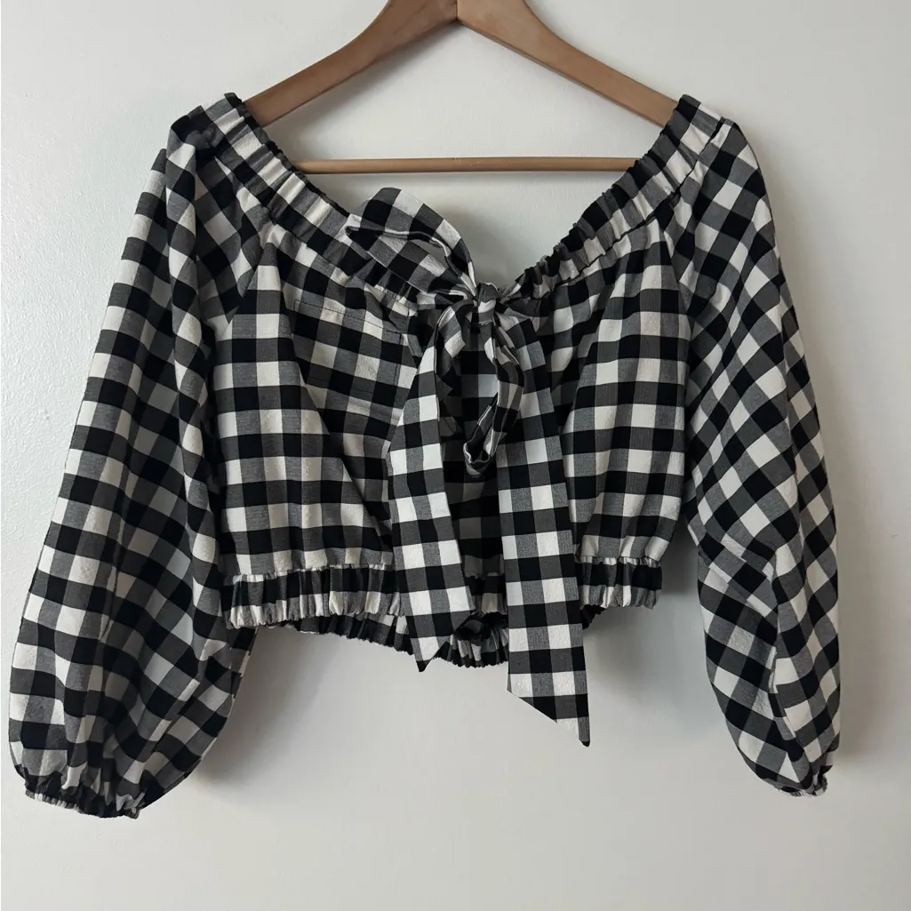 NWT Anthropologie Maeve M Black and White Gingham Skirt Set - Image 6
