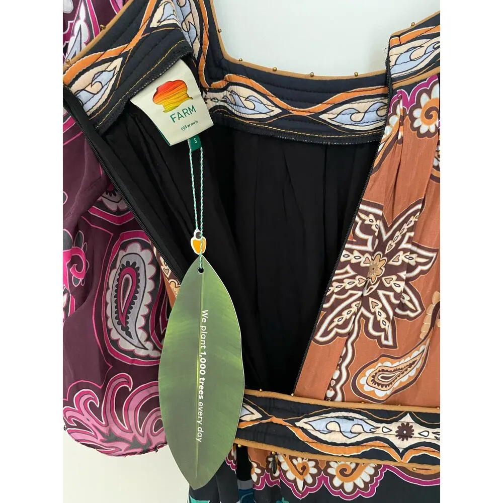 Farm Rio NWT Multicolor Sweet Mermaids Midi Dress Salt Island Beaded Tiered S - Image 16