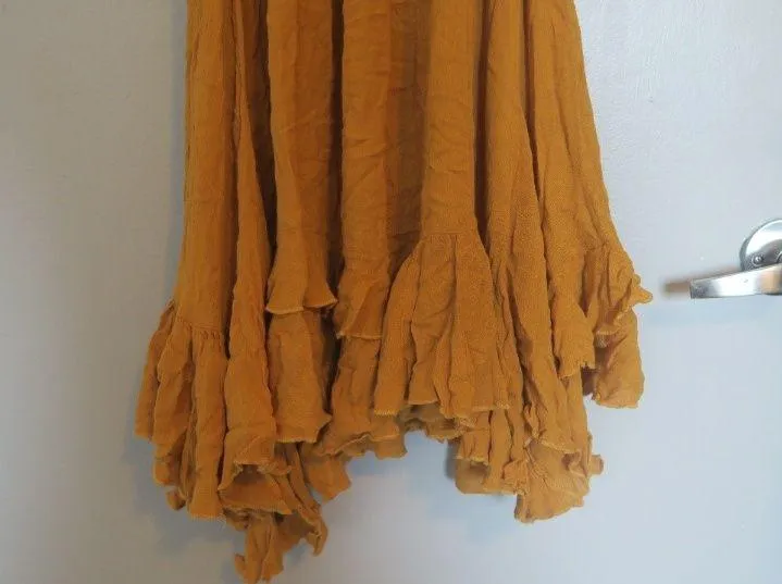 Free People FP One lace boho bohemian short mini summer dress in mustard yellow size small. - Image 8