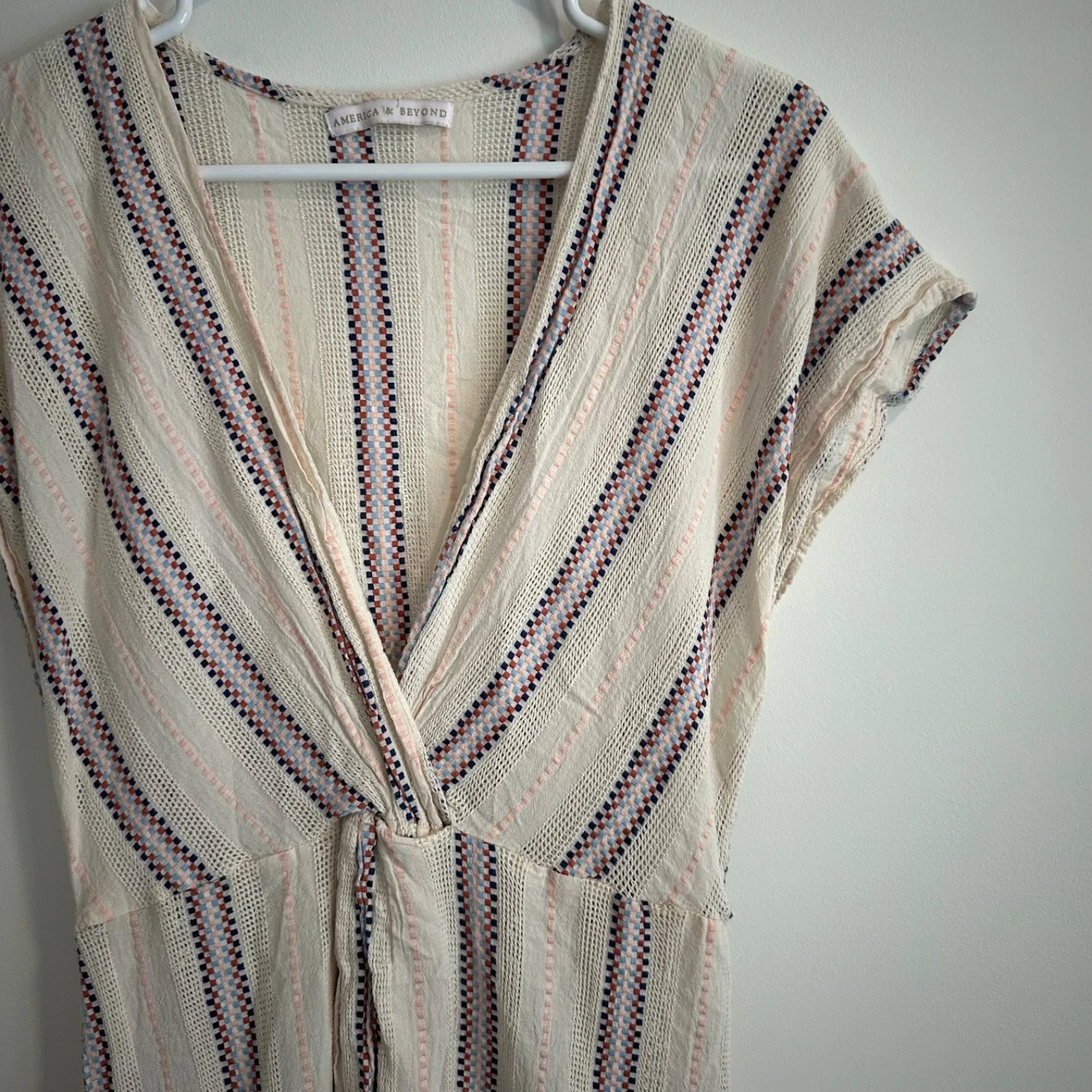 America & Beyond Swim Coverup Beach Knit Crochet Boho Wrap V - Image 4