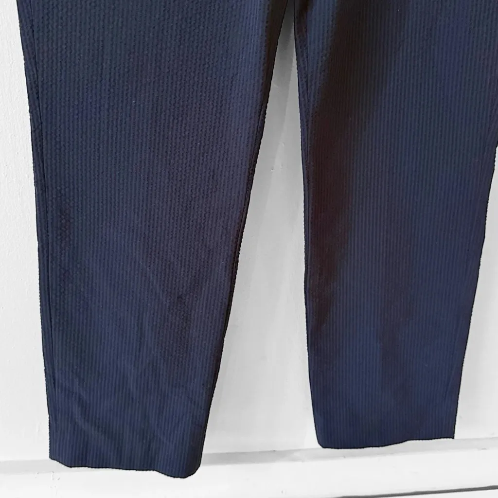 Theory Slim Crop Navy Seer Sucker Suit Pants Size 00 26X25 - Image 4