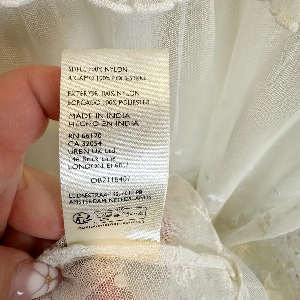 Free People Stevie Embroidered Maxi Dress Tea Flowy Ivory Sheer Floral Lined L - Image 16