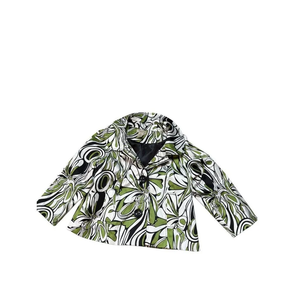 vertigo Womens Abstract Print Cropped Jacket With Large Buttons & Collar medium - Image 4