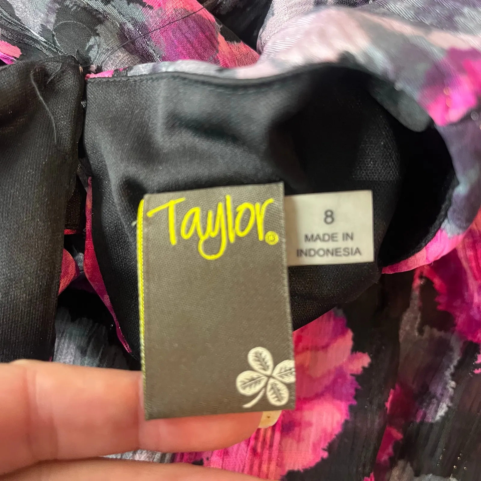 Taylor Floralt Maxi Dress Sz 8 Black Babydoll Whimsigoth Cottage Sheer Glitter - Image 10