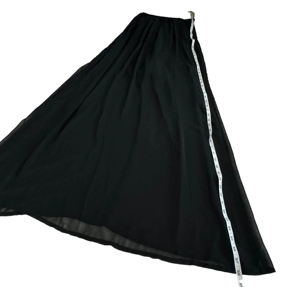 Love Culture Maxi Dress Womens Size M Black Gold Braided Straps Semi‎ Sheer Goth - Image 10