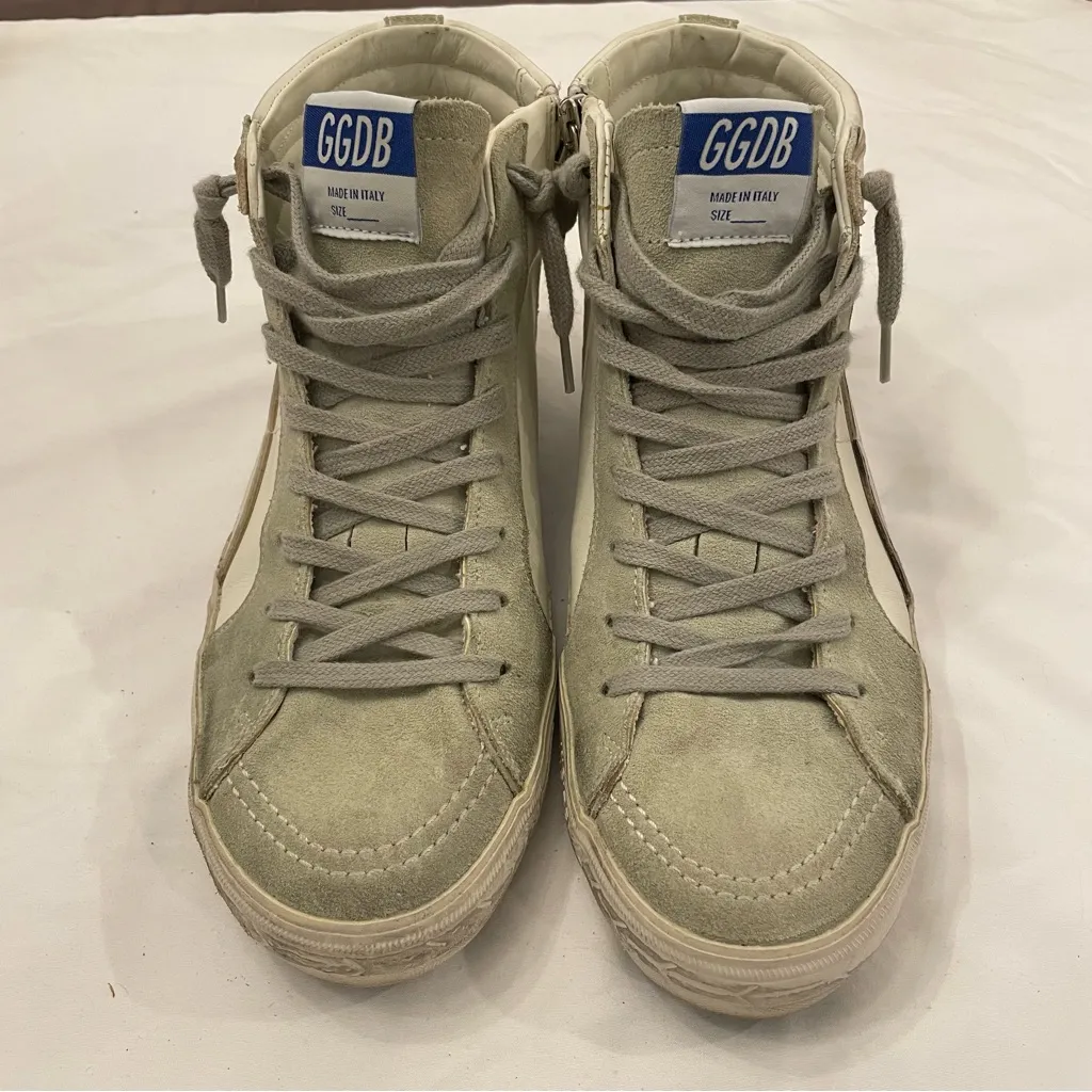 Golden Goose High Top Slide in Leather with Suede Details size 41, US Women's 11 - Image 2