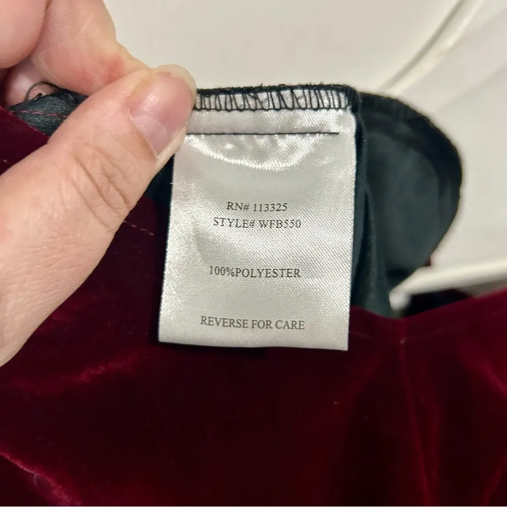 Wildfang Women’s Sleeveless Velvet Jumpsuit Burgundy Size Small FLAW Red - Image 5