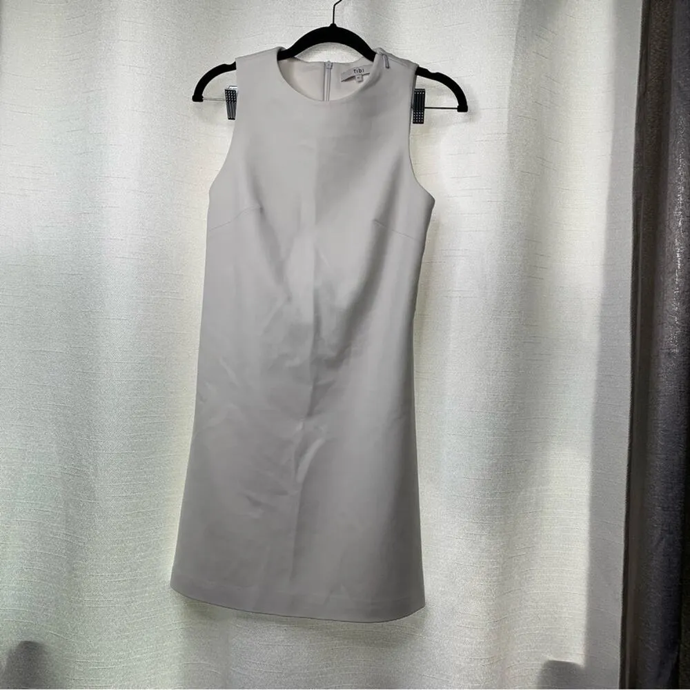 Tibi white structure‎ crepe cutout open back sleeveless shift dress size 0 - Image 4