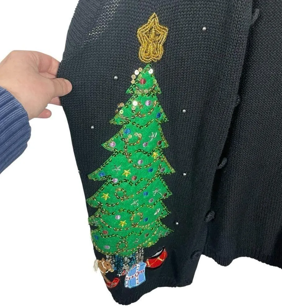 Basic Editions Eclectic Ugly Christmas Sweater Vest in Black Multi Size 2X - Image 3