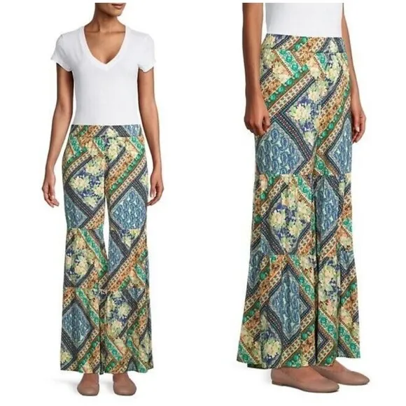 💕JOHNNY WAS💕 Rivera Tiered Wide-Leg Pants Finley Bohemian Floral Print XL NWT - Image 2