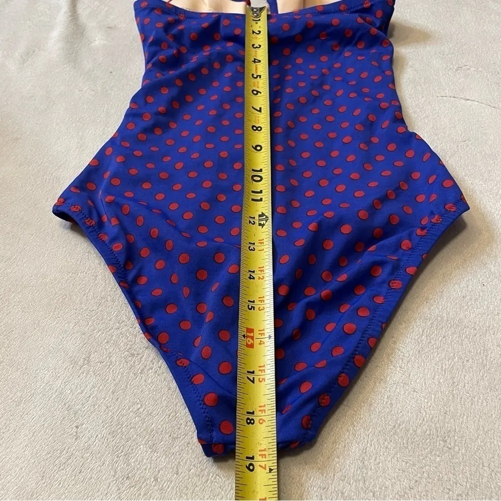 J.Crew Vintage Strapless Polka Dot Swimsuit – Blue & Red (Size 0 / XS) - Image 13