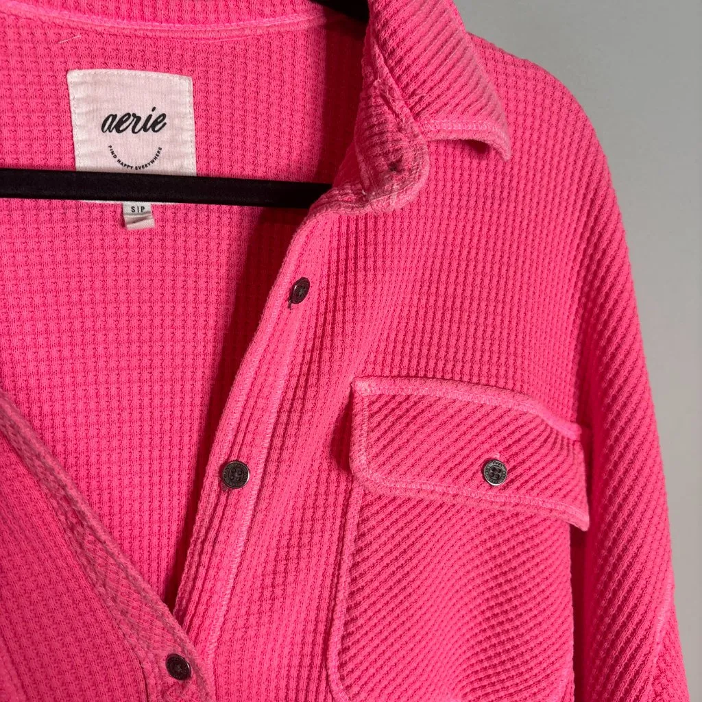 Aerie waffle LumberJill bright pink jacket - Image 2